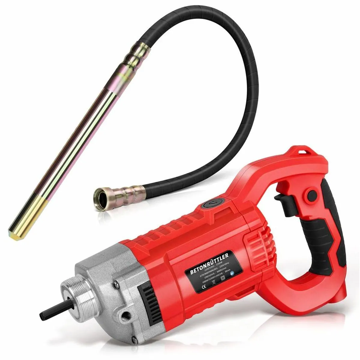 XERSEK Betonverdichter Elektro, 2100W Motor, 6800 U/min, 38mm Rüttelkopf