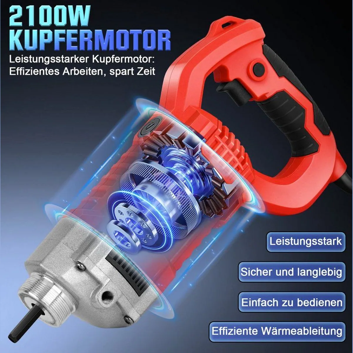 XERSEK Betonverdichter Elektro, 2100W Motor, 6800 U/min, 38mm Rüttelkopf 5