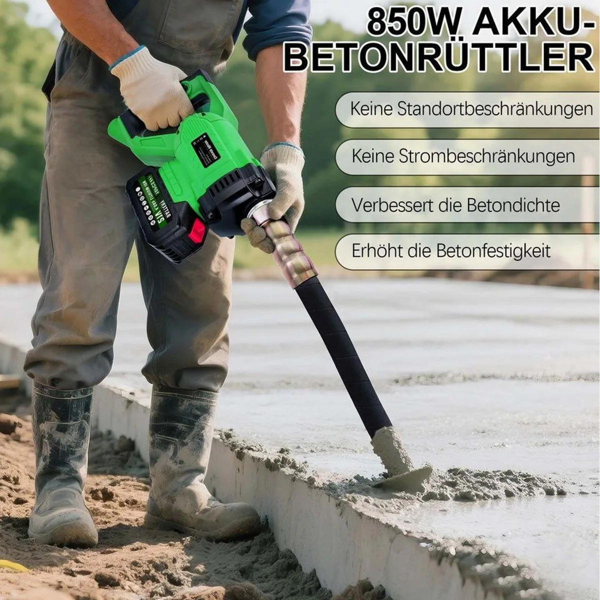 XERSEK Betonmischer 850W, Akku-Betrieb, hohe Drehzahl von 6000 U/min 2