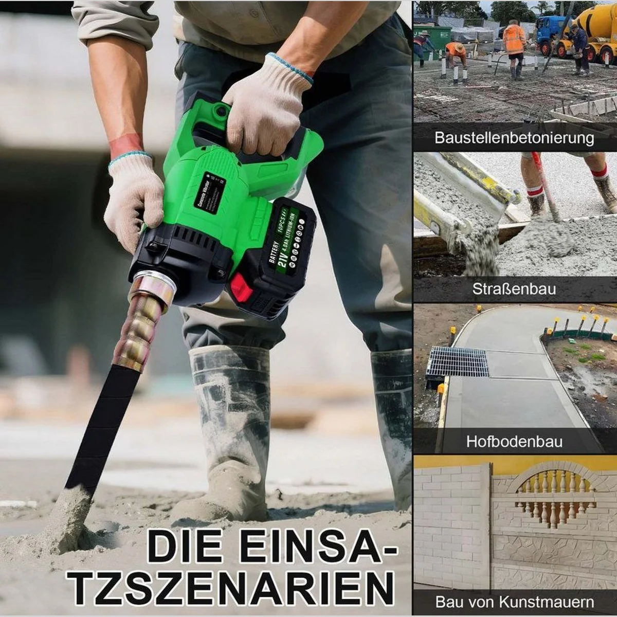 XERSEK Betonmischer 850W, Akku-Betrieb, hohe Drehzahl von 6000 U/min 3