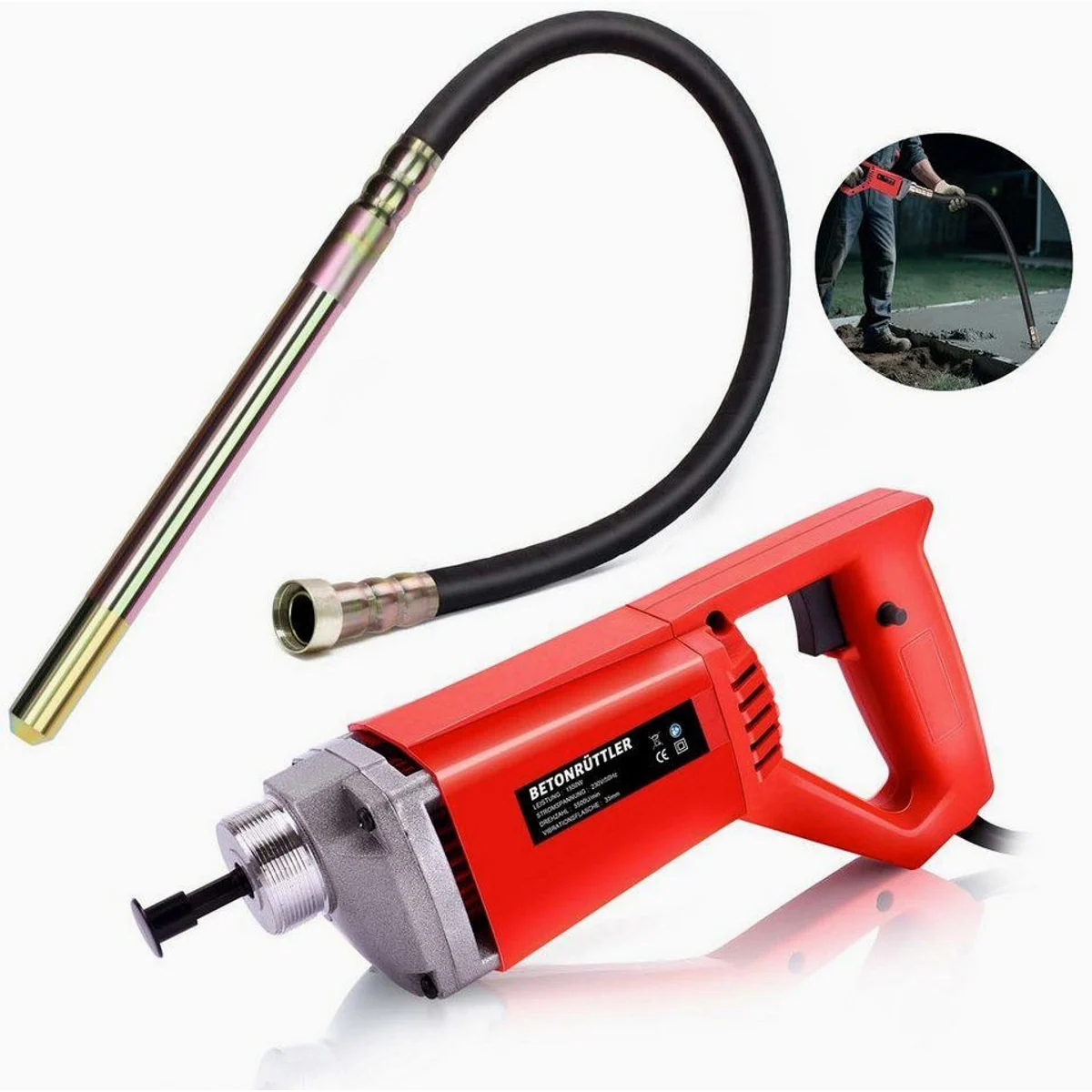 XERSEK Betonmischer, 1550W Leistung, 35 mm Vibrationskopf, 5500 U/min