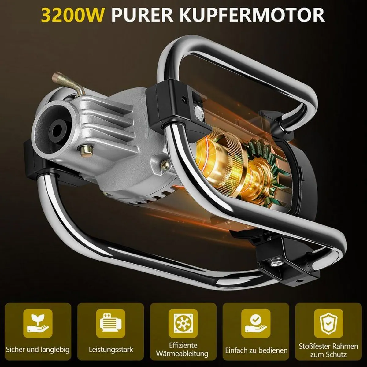 XERSEK Betonmischer 3200W, leistungsstarker Motor, vielseitige Anwendung, robustes Aluminiumgehäuse 2