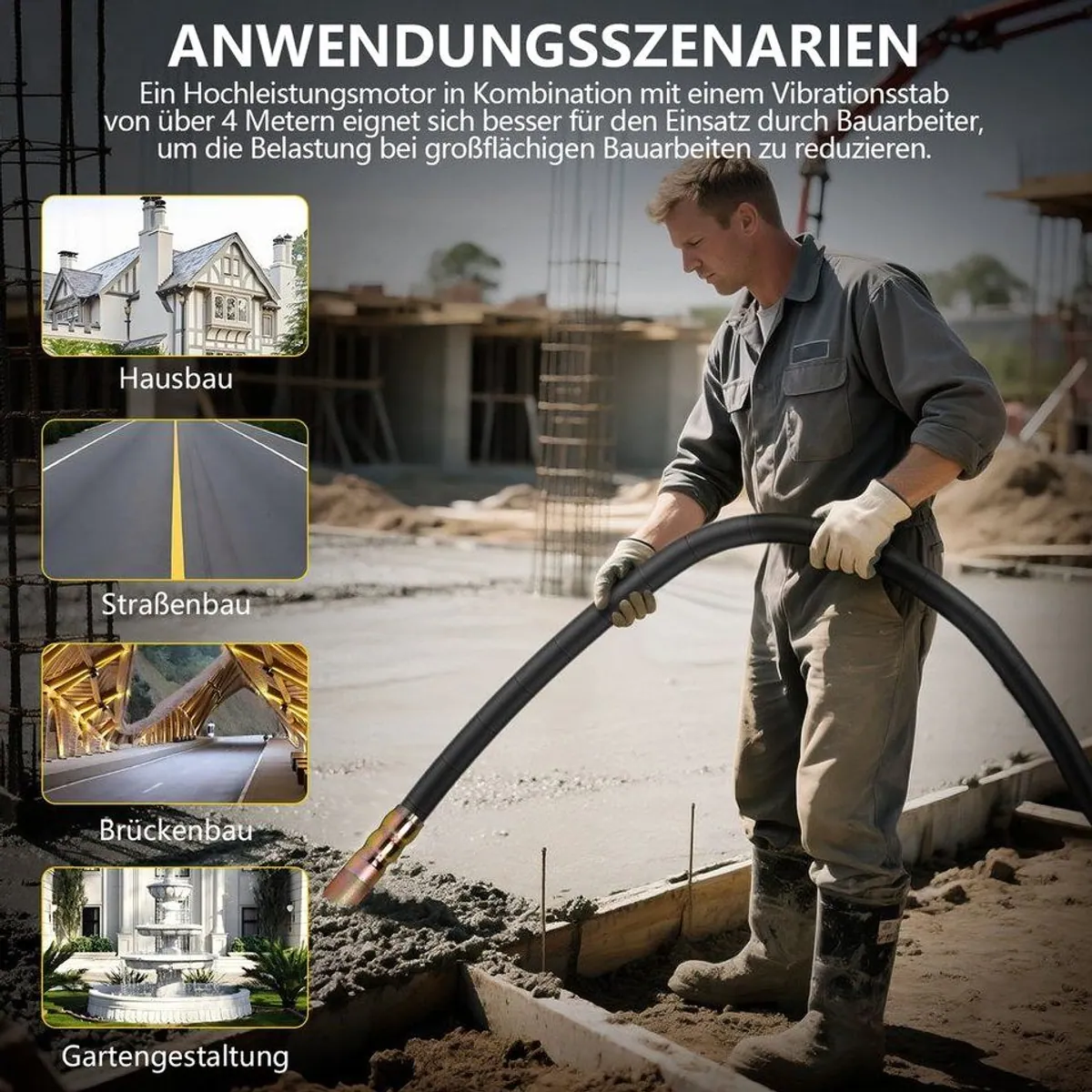 XERSEK Betonmischer 3200W, leistungsstarker Motor, vielseitige Anwendung, robustes Aluminiumgehäuse 4
