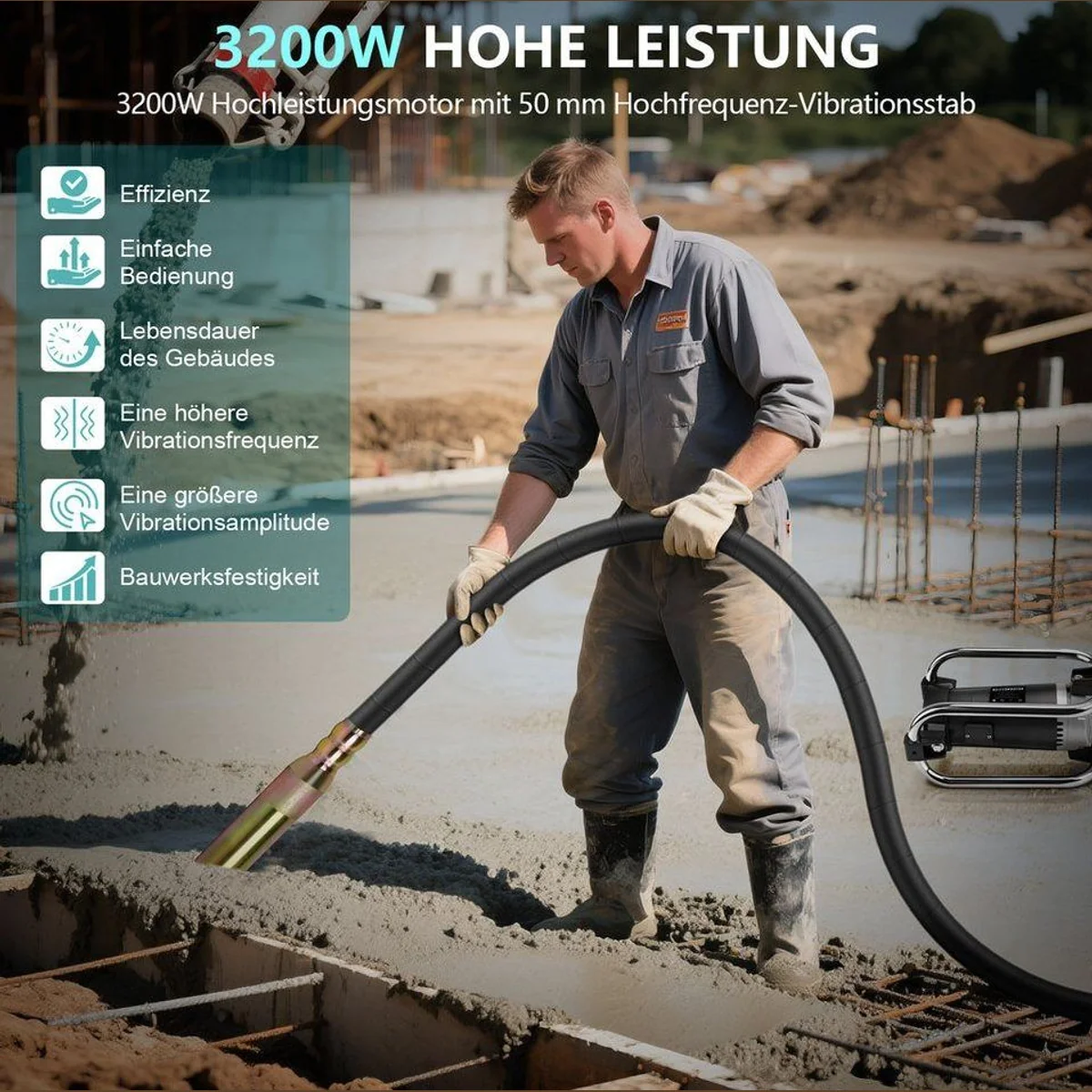 XERSEK Betonmischer 3200W, leistungsstarker Motor und flexibles Design 2