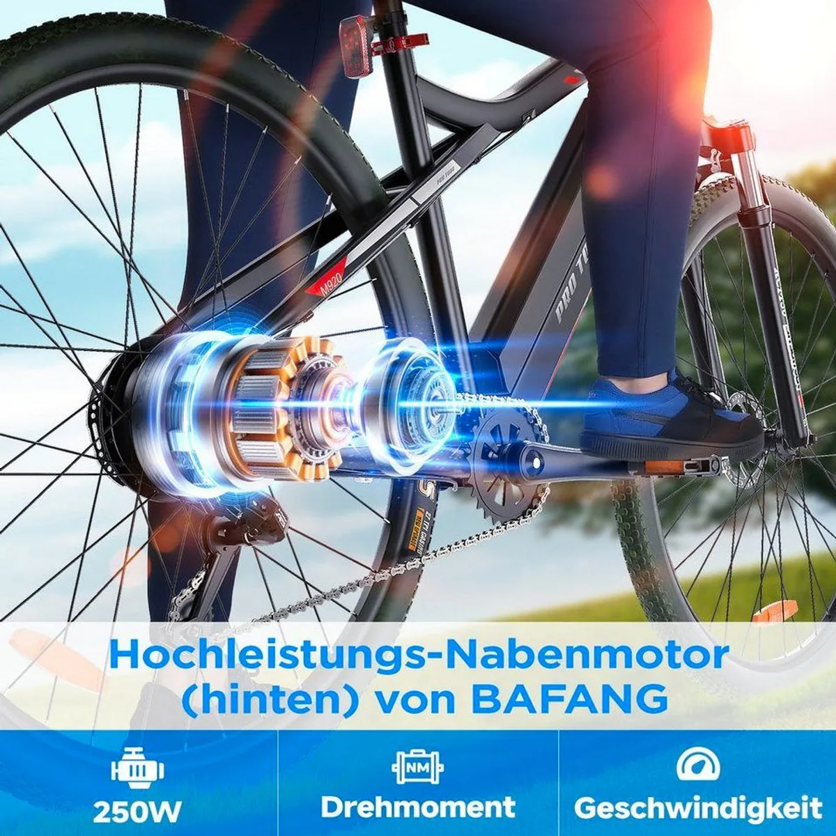 ZMH E-Bike Mountainbike Herren, 250 W Heckmotor, 9-Gang Shimano, multifunktionales LCD-Display 3