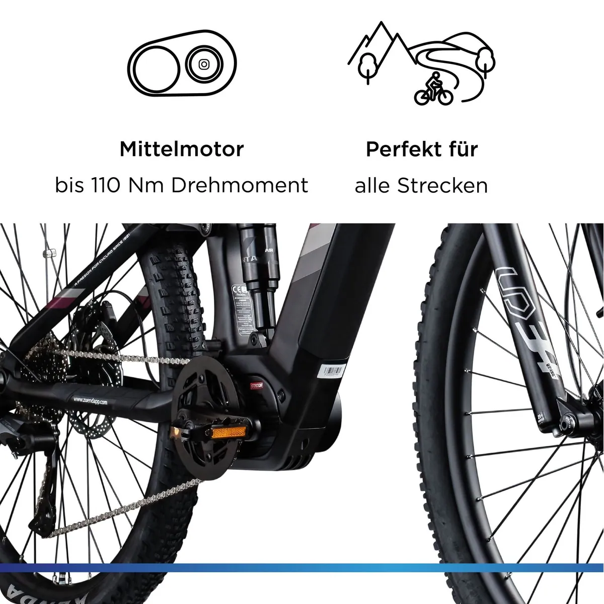 Zündapp X1000 E-Bike Mountainbike, vollgefedert, kraftvoller Mittelmotor, 733 Wh Akku 5