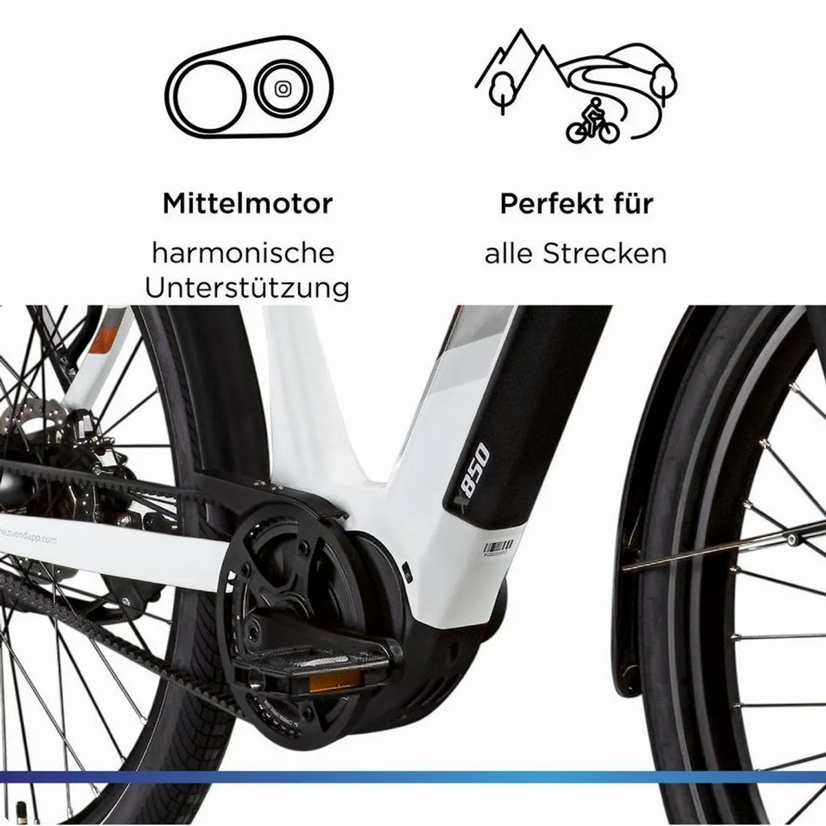 Zündapp X850 E-Bike Trekkingrad, 7 Gang Nabenschaltung, Mittelmotor, 550 Wh 5