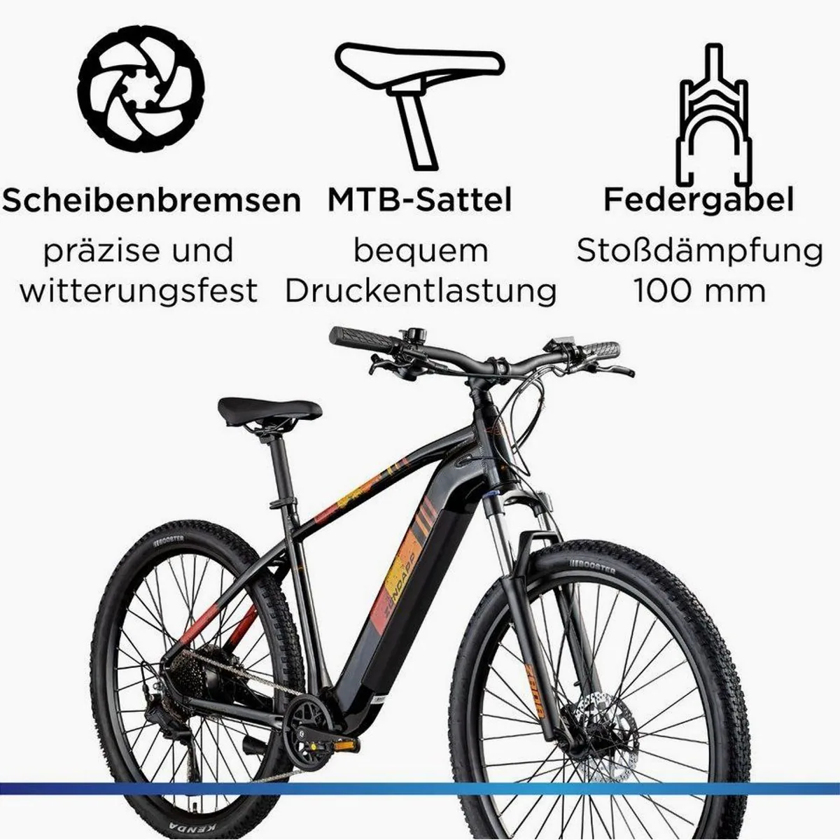 Zündapp Z808 E-Bike Mountainbike, 550 Wh Akku, 10-Gang Shimano Deore, Heckmotor 4
