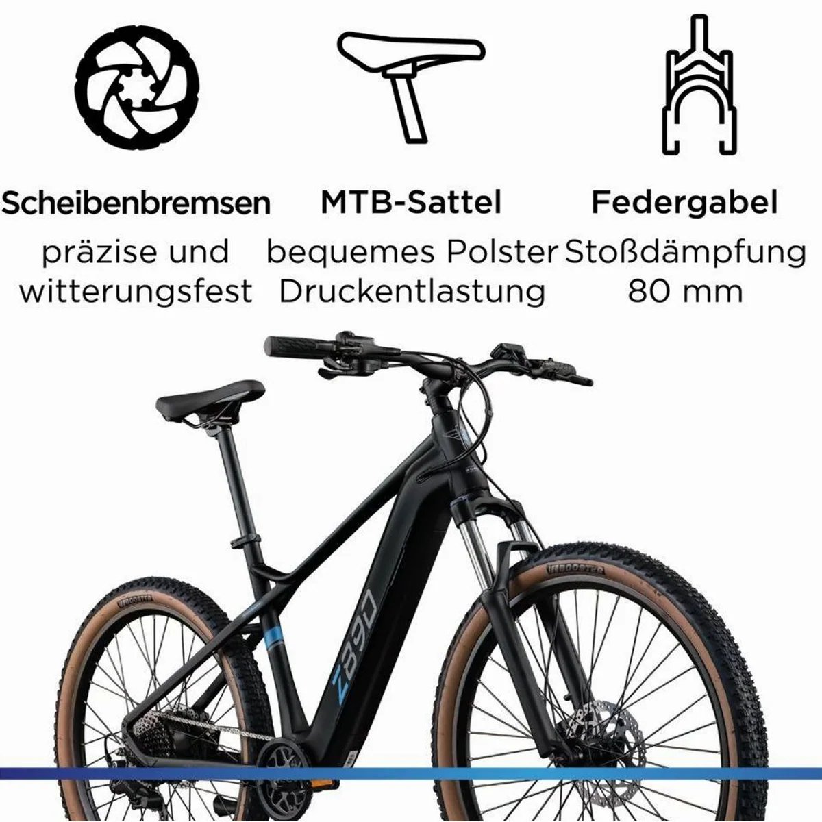 Zündapp Z890 E-Bike Mountainbike, 10 Gang Shimano Schaltung, 550 Wh Akku, App-Steuerung 5