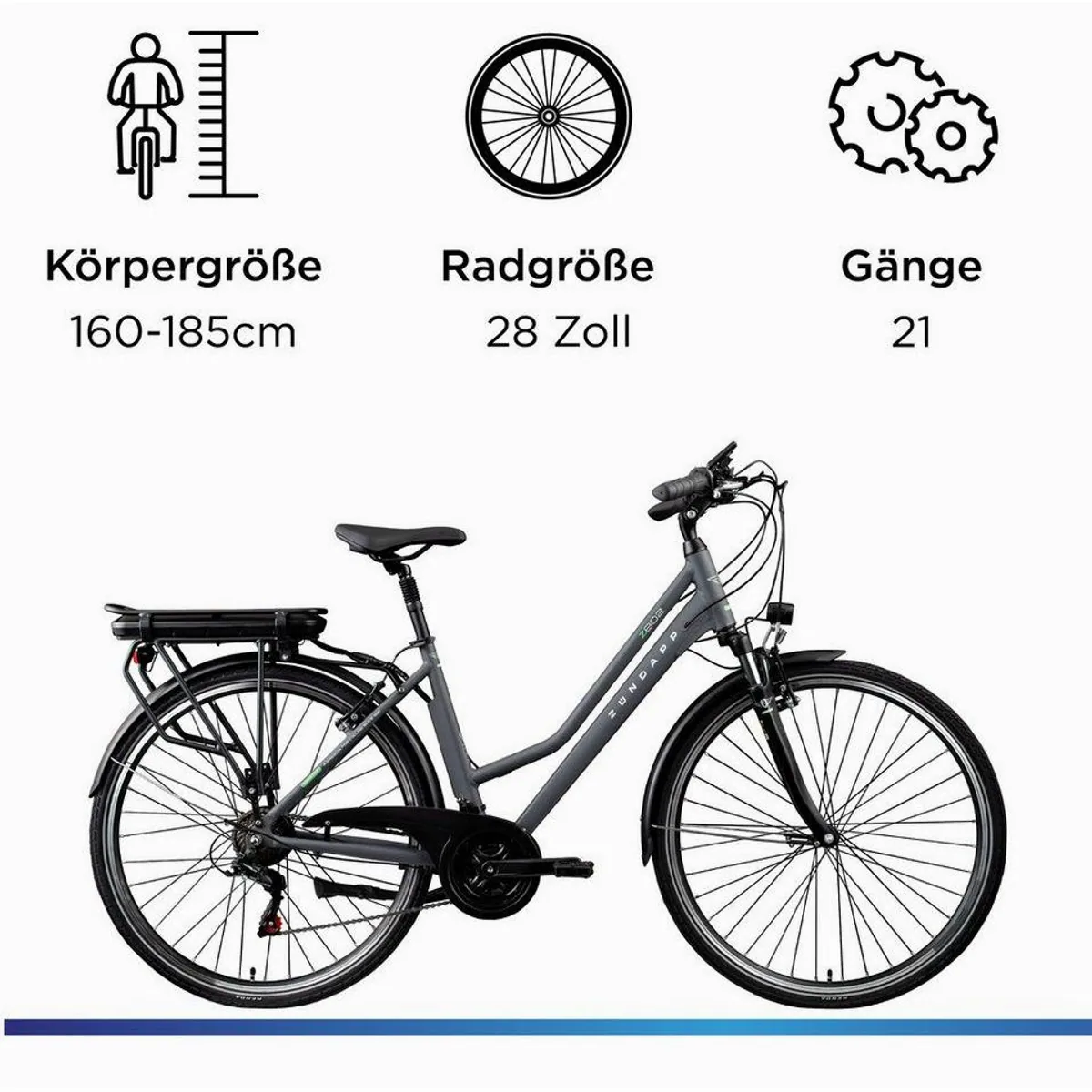 Zündapp Z802 E-Bike Trekkingrad, 21-Gang Shimano Schaltung, 536 Wh Akku — Komfort, Leistung, Vielseitigkeit 3