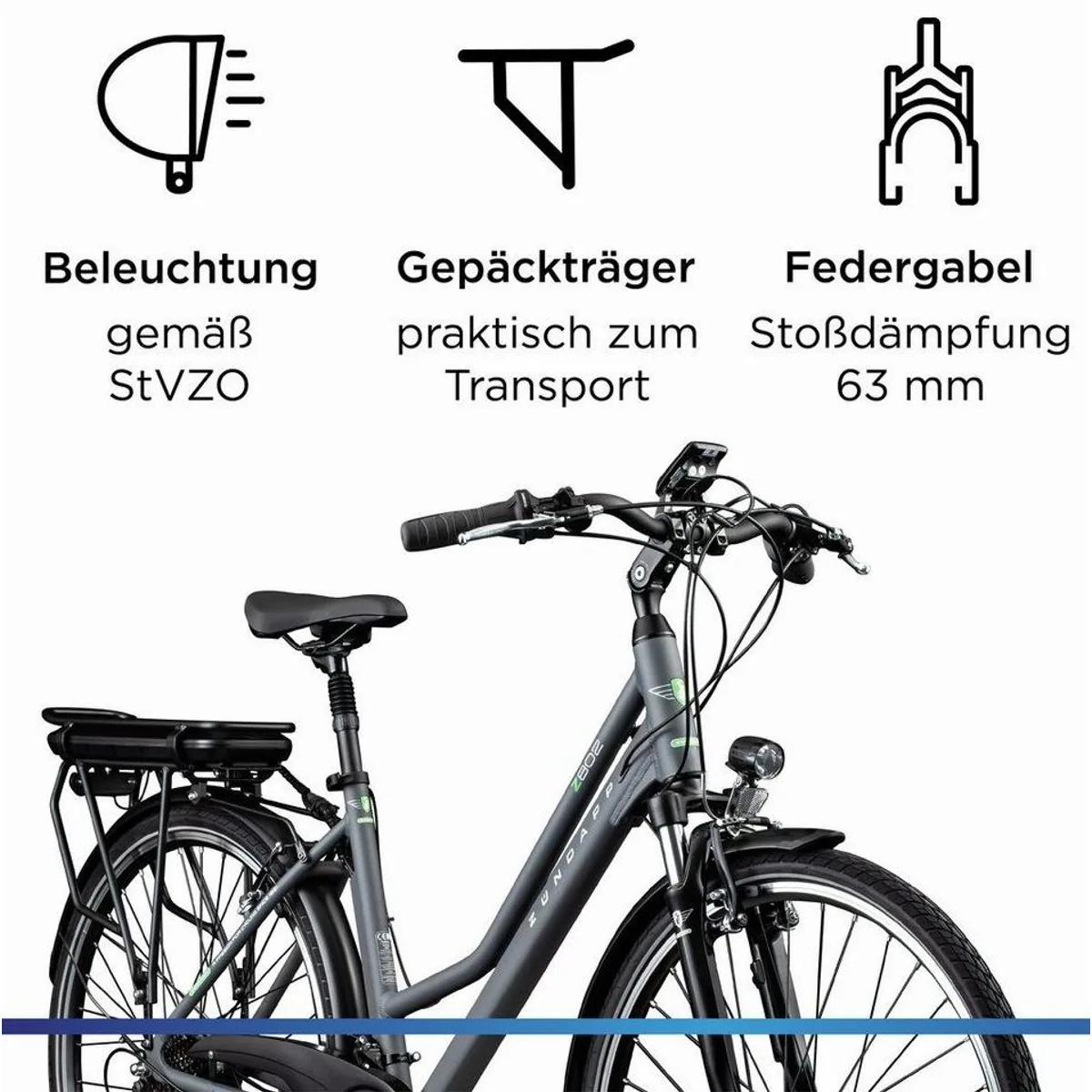 Zündapp Z802 E-Bike Trekkingrad, 21-Gang Shimano Schaltung, 536 Wh Akku — Komfort, Leistung, Vielseitigkeit 4