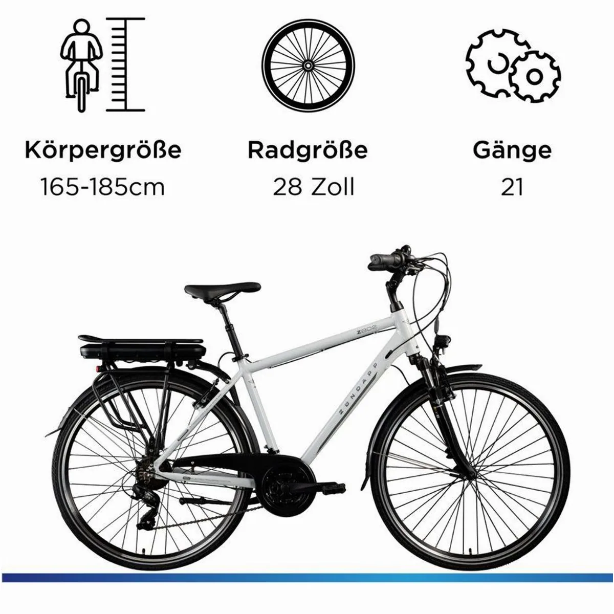 Zündapp Z802 E-Bike Trekkingrad, Aluminiumrahmen, 21-Gang Shimano Schaltung 3
