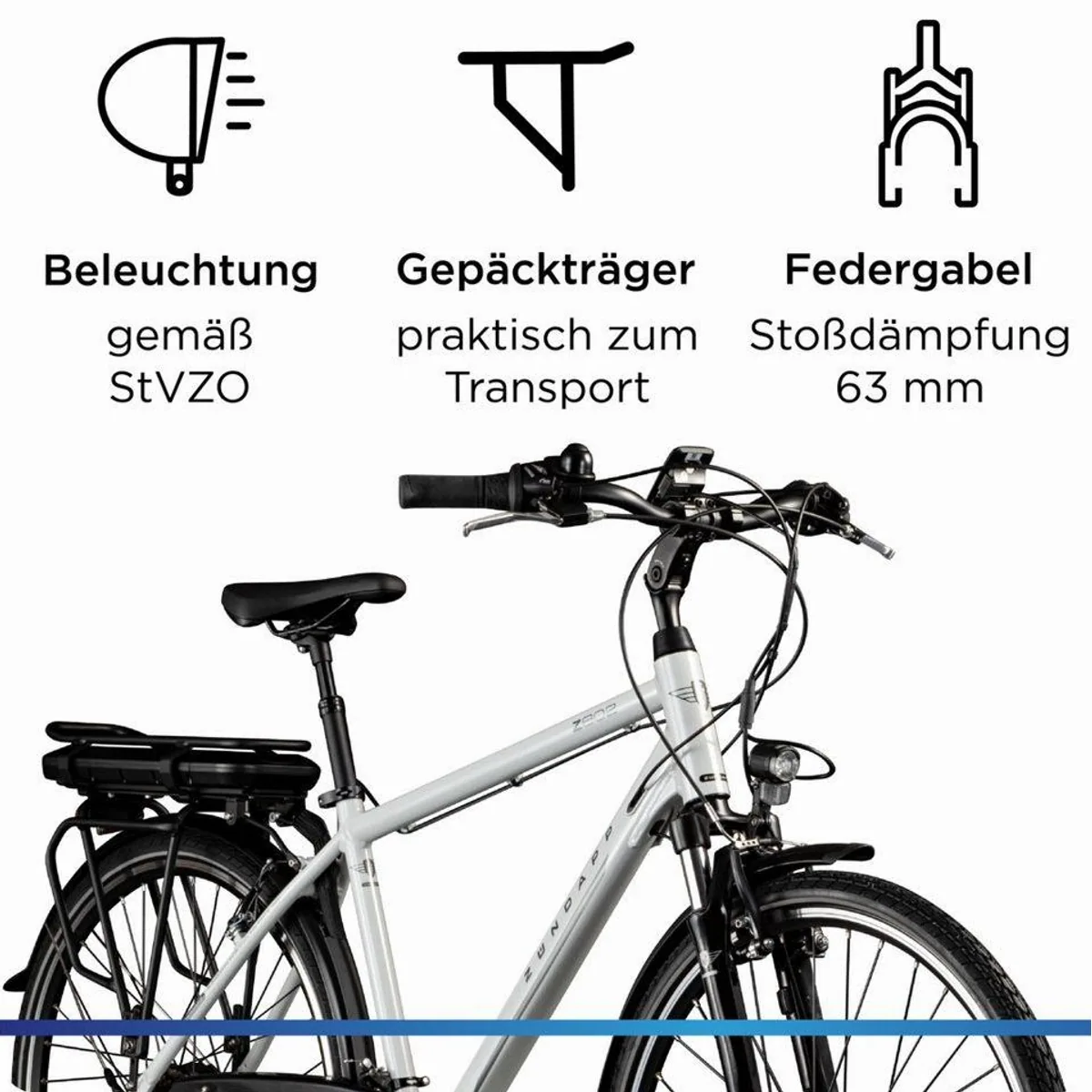 Zündapp Z802 E-Bike Trekkingrad, Aluminiumrahmen, 21-Gang Shimano Schaltung 4