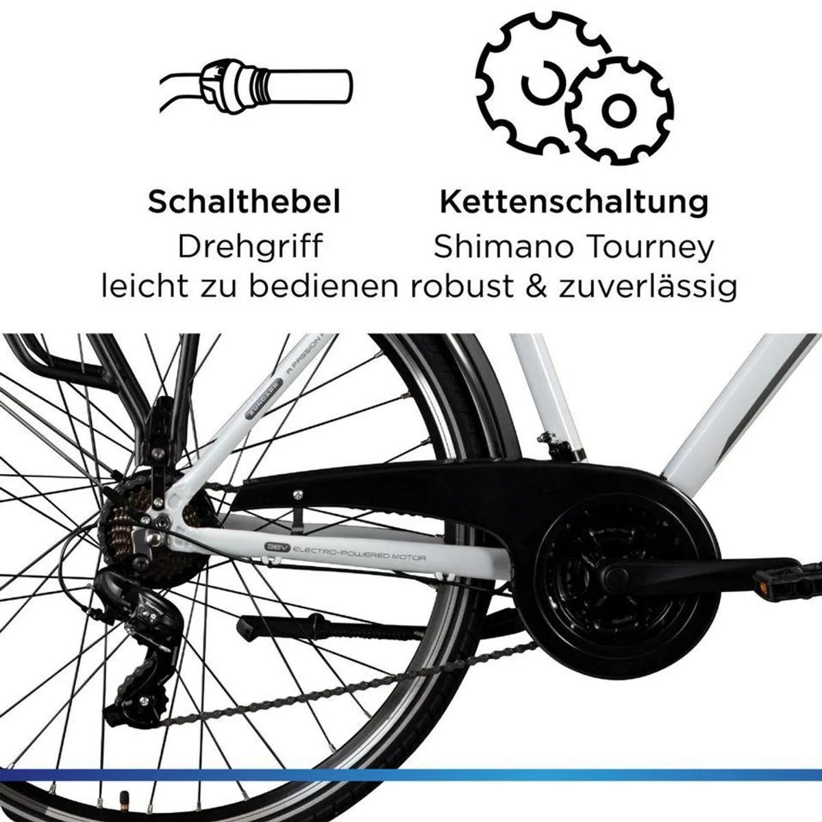 Zündapp Z802 E-Bike Trekkingrad, Aluminiumrahmen, 21-Gang Shimano Schaltung 5