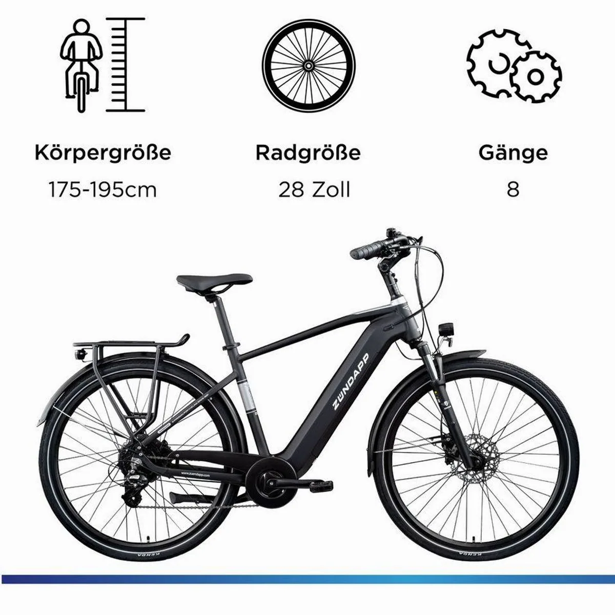 Zündapp Z810 Trekking E-Bike, 8-Gang Shimano, Ananda Heckmotor, 550 Wh Akku 3