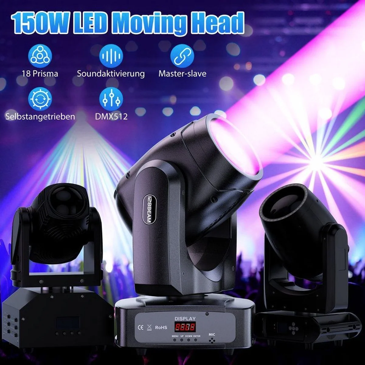 ZonQoonz Discolicht 150W Moving Head Light, vielfältige Lichtmuster und präzise Steuerung 2