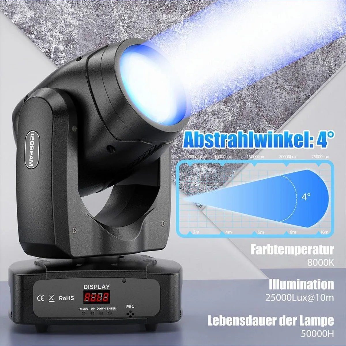 ZonQoonz Discolicht 150W Moving Head Light, vielfältige Lichtmuster und präzise Steuerung 4